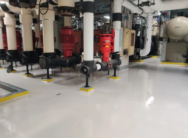 Chemical and abrasion resistant flooring for mechanical rooms